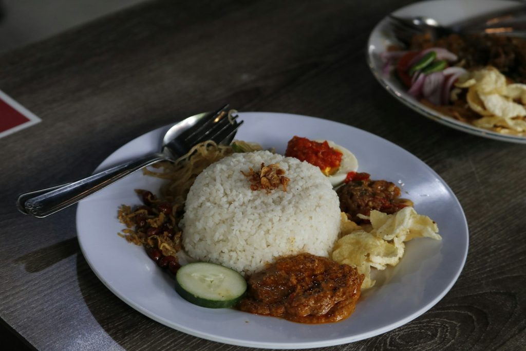Nasi campur: rice with a little of everything.