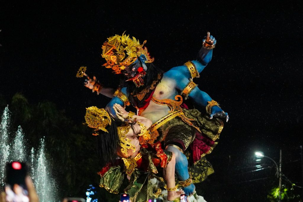 An ogoh-ogoh figure on the eve of Nyepi.