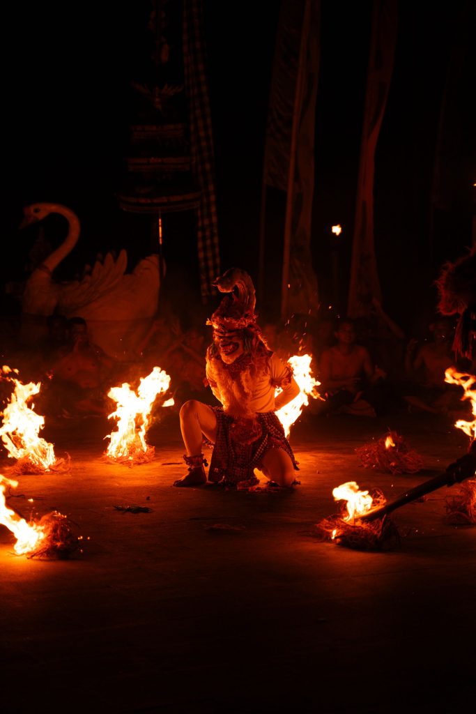 Balinese fire dance performed at night